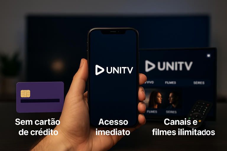 Teste grátis UniTV com acesso imediato, sem cartão de crédito e canais ilimitados.