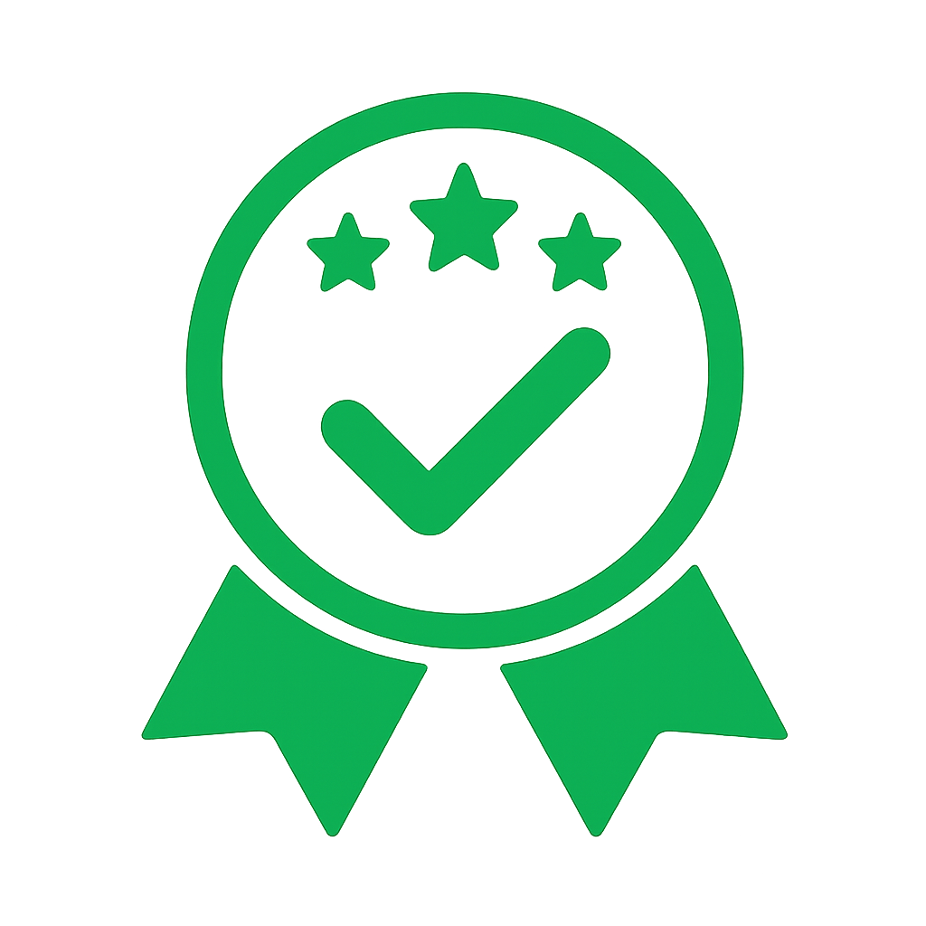 Ícone verde de selo de qualidade representando segurança e confiança da UniTV IPTV.