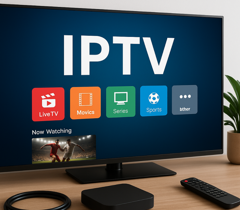 Serviço de IPTV em diferentes dispositivos conectados.