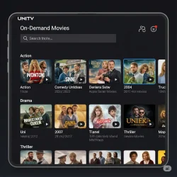 Filmes em exibição em aplicativo IPTV UNITV